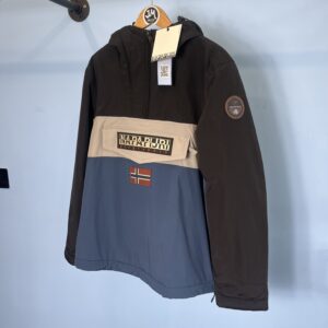 Medium BNWT Napapijri Black Blue Grey Rainforest Waterproof Anorak Jacket 🇳🇴