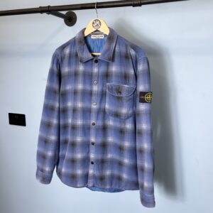 Large Stone Island Blue Flannel Check Overshirt