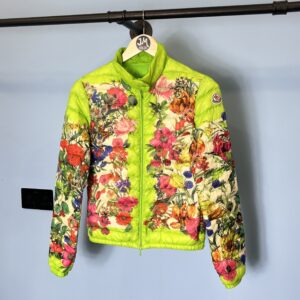 Women's XS Moncler Green Floral Alisia Down Overshirt Jacket