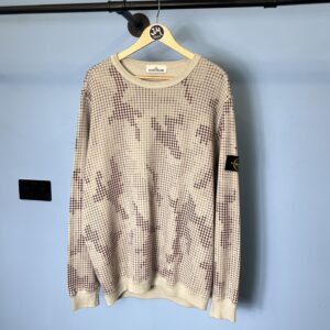 XL / XXL Stone Island Grey Burgundy Digital Camo Crewneck Jumper