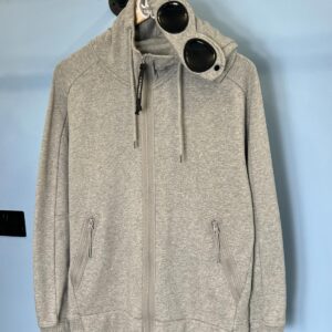 Medium C.P. Company Grey Goggle Zip Hoodie Jumper