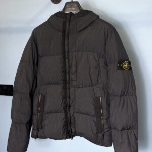 Medium Stone Island Navy Blue Garment Dyed Crinkle Reps Down Coat Jacket
