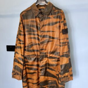 Large Stone Island Shadow Project Orange Black Tiger Camo DPM Grid Parka Jacket