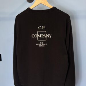 Large C.P. Company Metropolis Black Spellout Crewneck Jumper