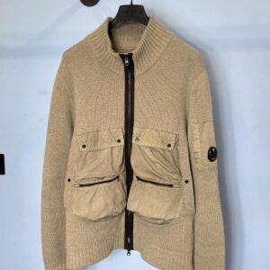 Large C.P. Company Sage Green Lambs Wool Utility Zip Jumper with Chrome Detail