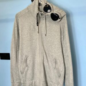Large C.P. Company Grey Goggle Zip Hoodie