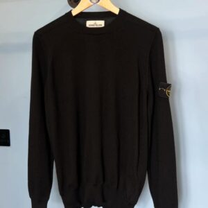 Small Stone Island Black Wool Knit Sweatshirt Jumper