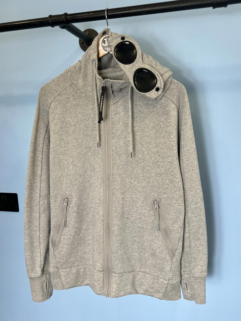 Medium C.P. Company Grey Goggle Zip Hoodie Jumper