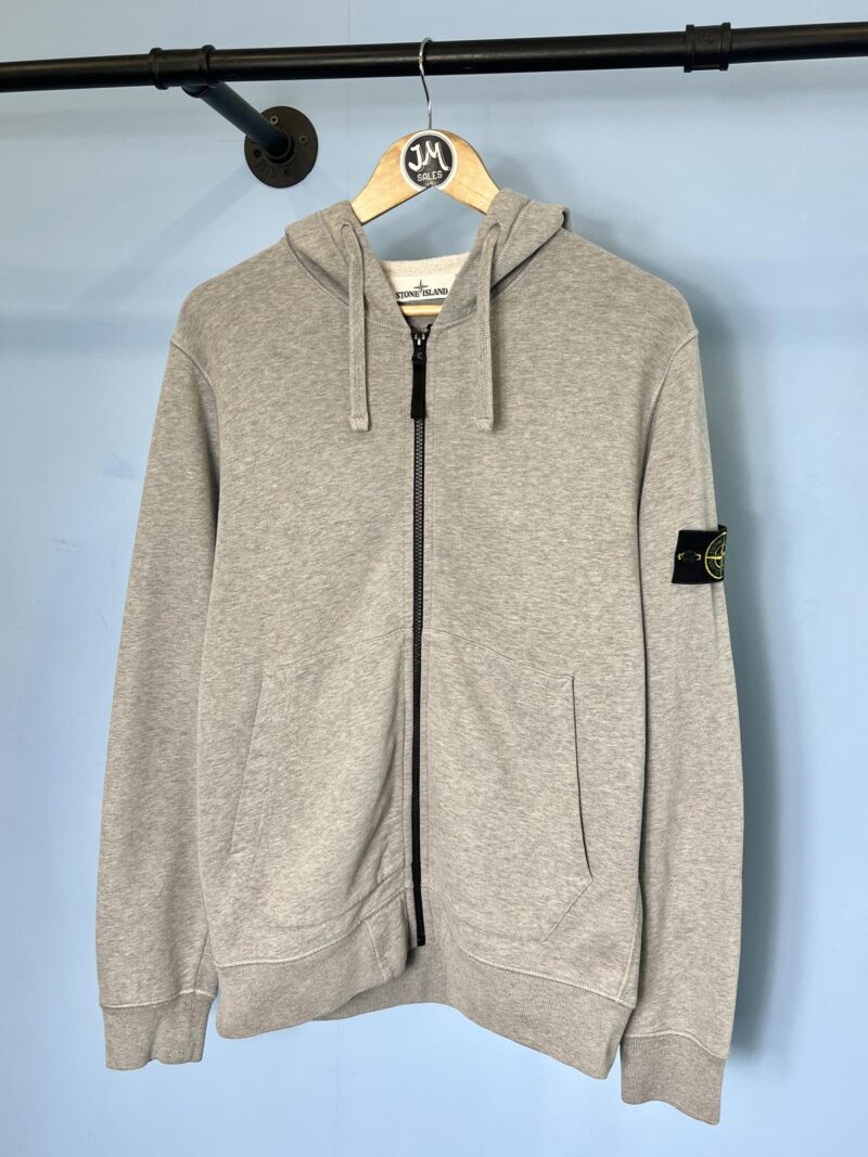 Medium Stone Island Grey Full Zip Hoodie Jumper