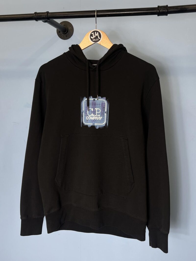 Medium C.P. Company Black Graphic Print Hoodie Jumper