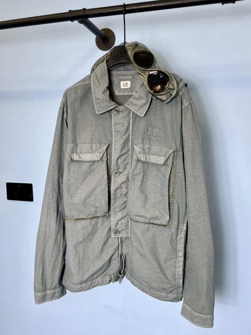Large C.P. Company Blue Grey Flatt Nylon Lightweight Goggle Jacket