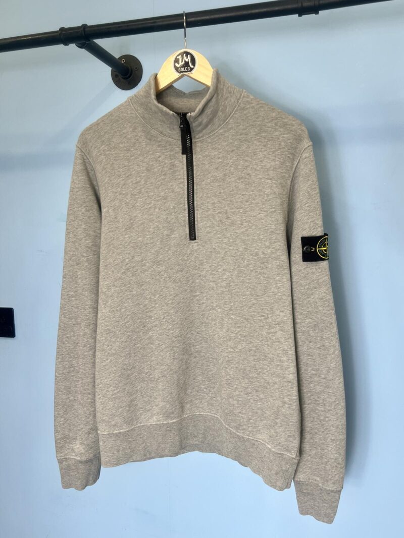 Medium Stone Island Grey Quarter Zip Sweatshirt Jumper