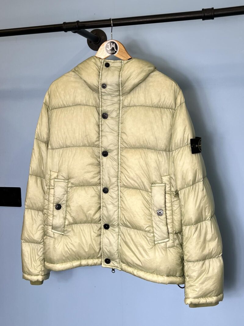 Medium Stone Island Pistachio Green Garment Dyed Down Puffer Coat Jacket