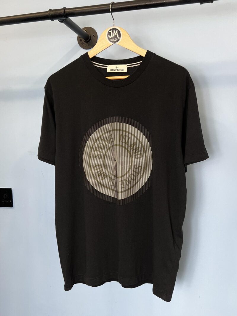 Large Stone Island Black Lenticular Two 3D Rubber Logo Graphic T-Shirt