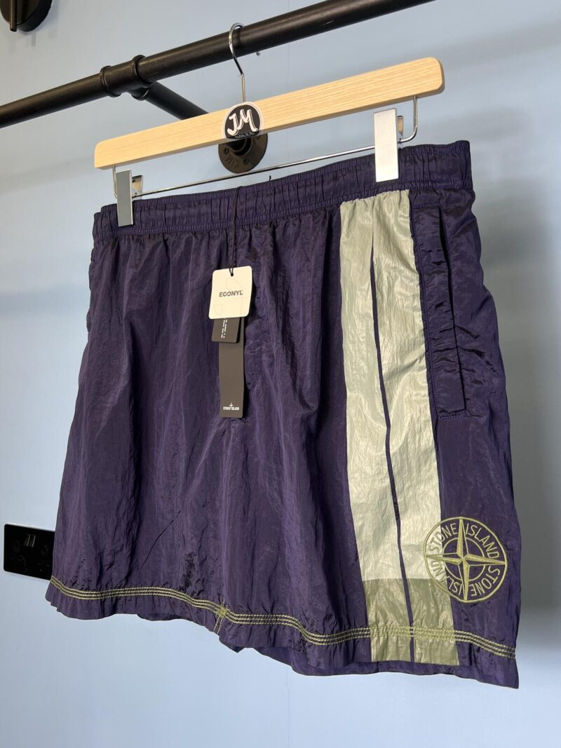 BNWT Large Stone Island Blue Green Nylon Metal Embroidered Logo Swim Shorts 34W