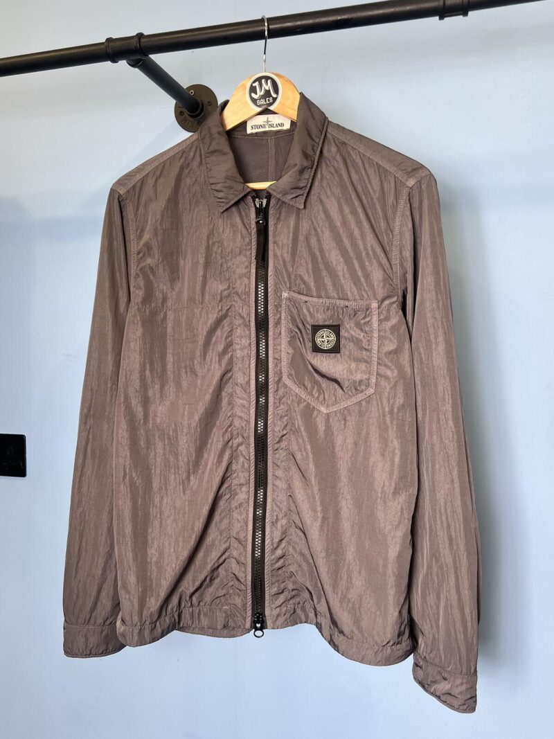 Medium Stone Island Grey Nylon Metal Patch Program Overshirt Jacket