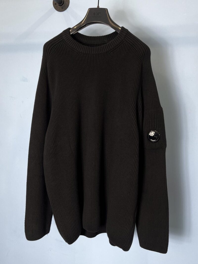 XXL C.P. Company Black Ribbed Knit Crewneck Jumper