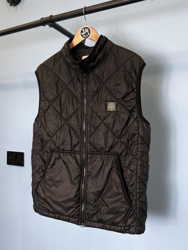 Large Stone Island Black Quilted Micro Yarn Down Gilet Body Warmer Jacket