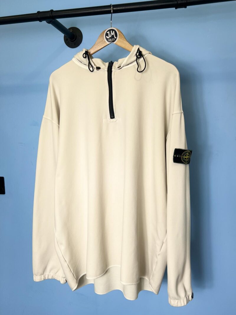 3XL Stone Island 1996 Cream Green Edge Badge Quarter Zip Smock Jacket