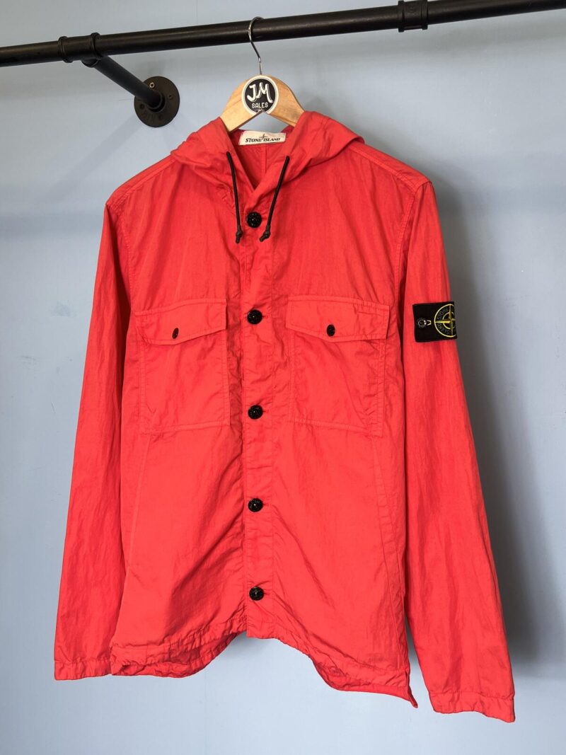 Medium Stone Island Light Red Hooded Overshirt Jacket