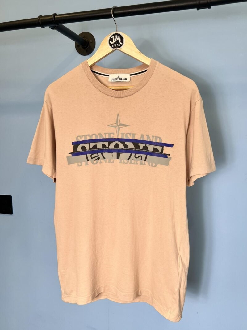 Medium Stone Island Light Pink Grpahic Print T-Shirt