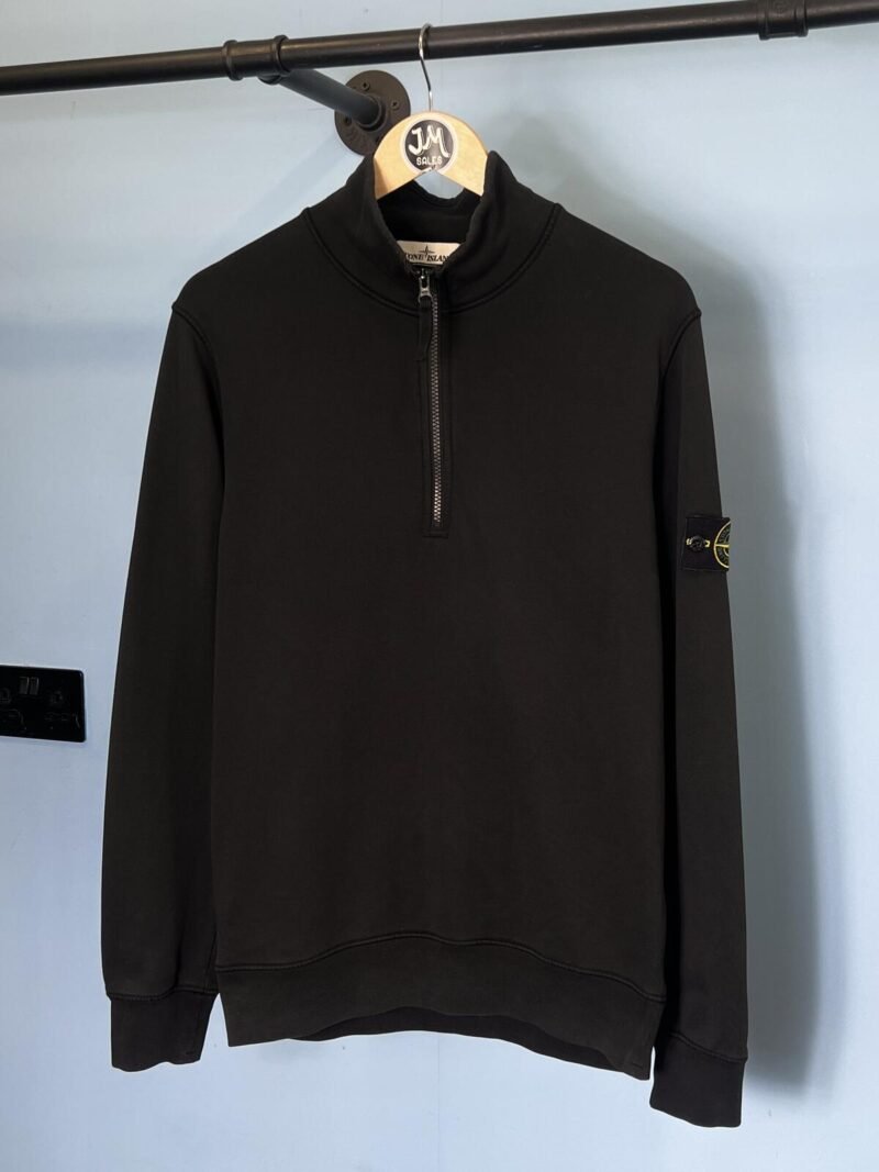 Medium Stone Island Black Quarter Zip Sweatshirt Jumper