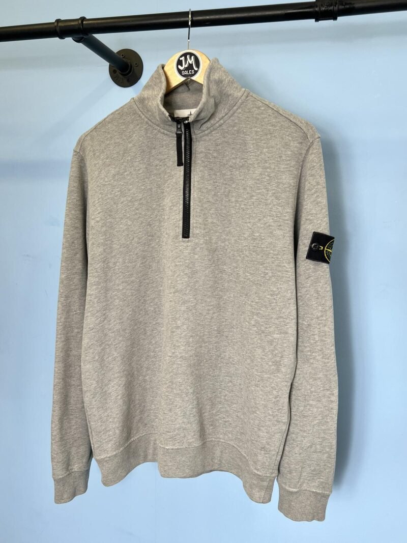 Medium Stone Island Grey Quarter Zip Sweatshirt Jumper
