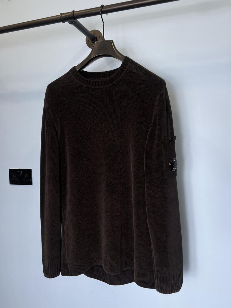 Large C.P. Company Black Chenille Knit Sweatshirt Jumper