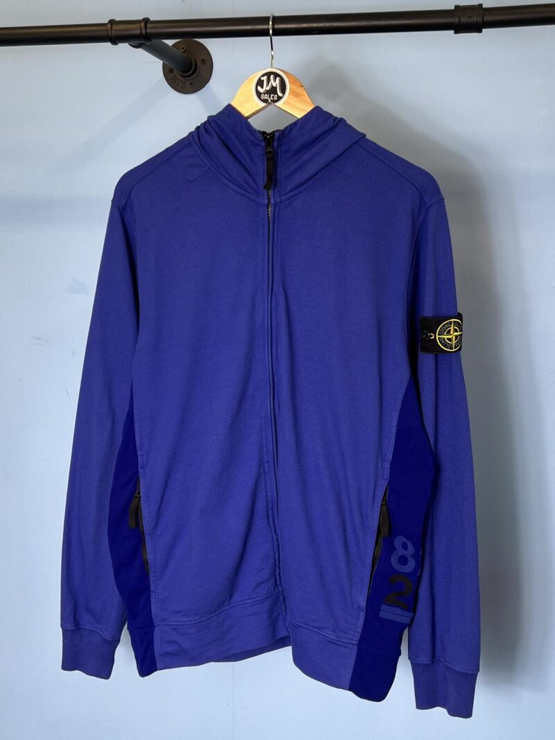 Large Stone Island 40th Anniversary Royal Blue Zip Hoodie 40 Anni RARE