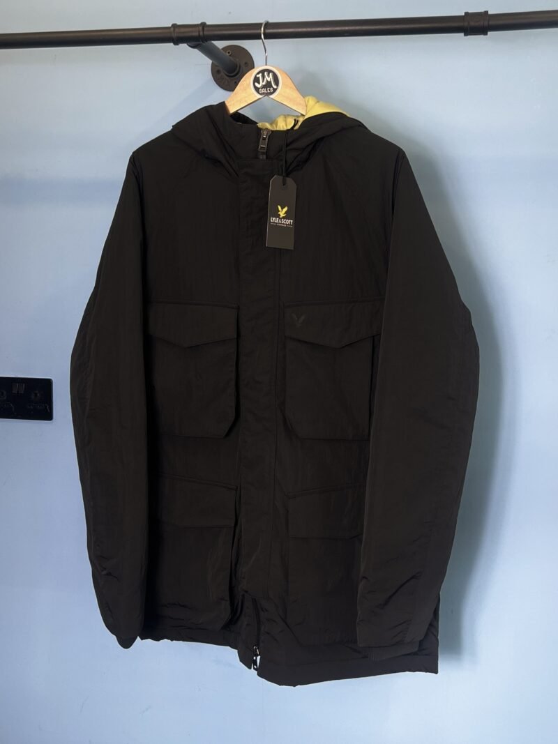 BNWT Large / XL Lyle & Scott Black Padded Tactical Wadded Parka Jacket