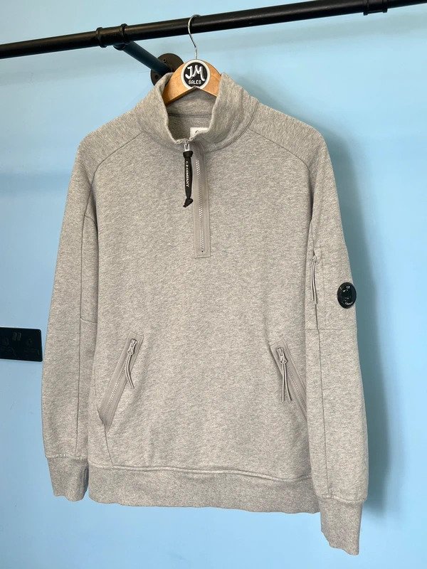 Large C.P. Company Grey Quarter Zip Sweatshirt Jumper