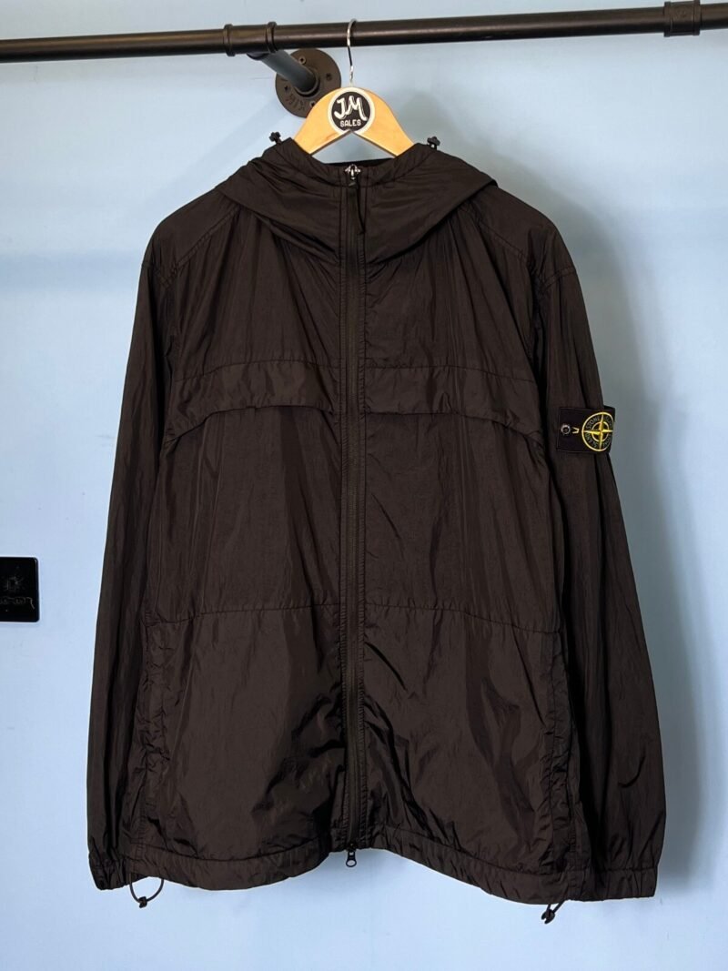 XL Stone Island Black Garment Dyed Crinkle Reps R-NY Lightweight Jacket