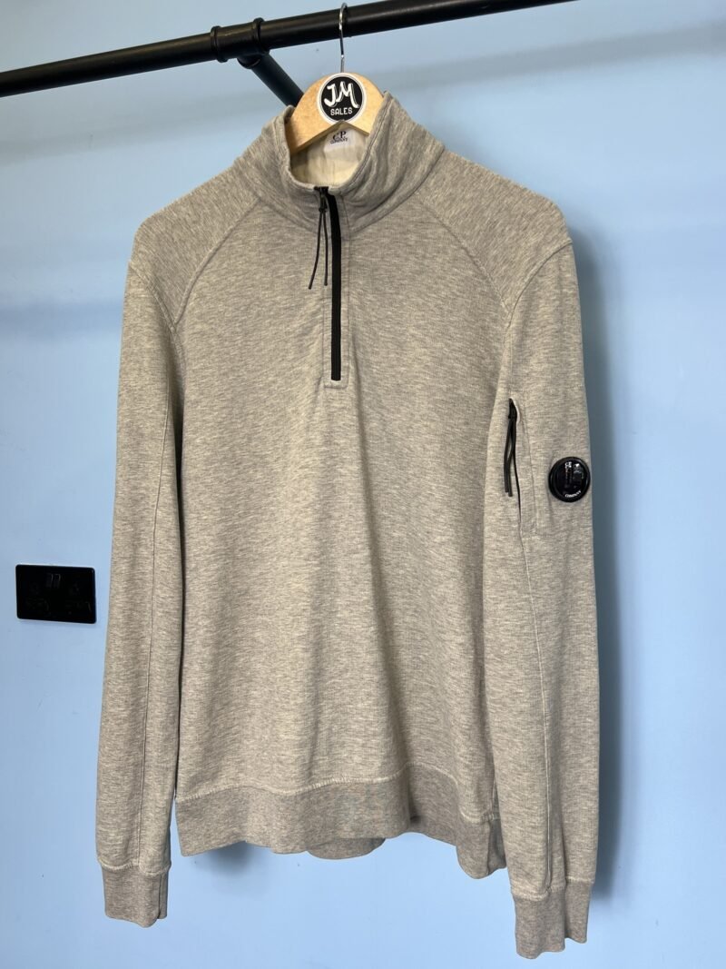 Medium C.P. Company Grey Lightweight Quarter Zip Sweatshirt Jumper