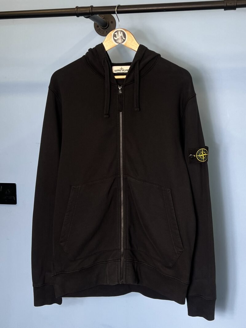 XL Stone Island Black Full Zip Hoodie Jumper