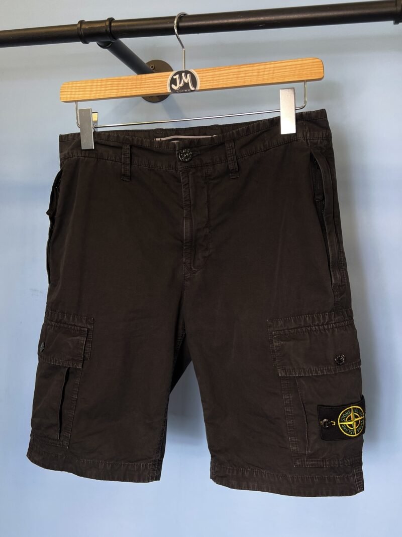 31W Stone Island Black Slim Fit Old Dye Cargo Shorts Small Medium