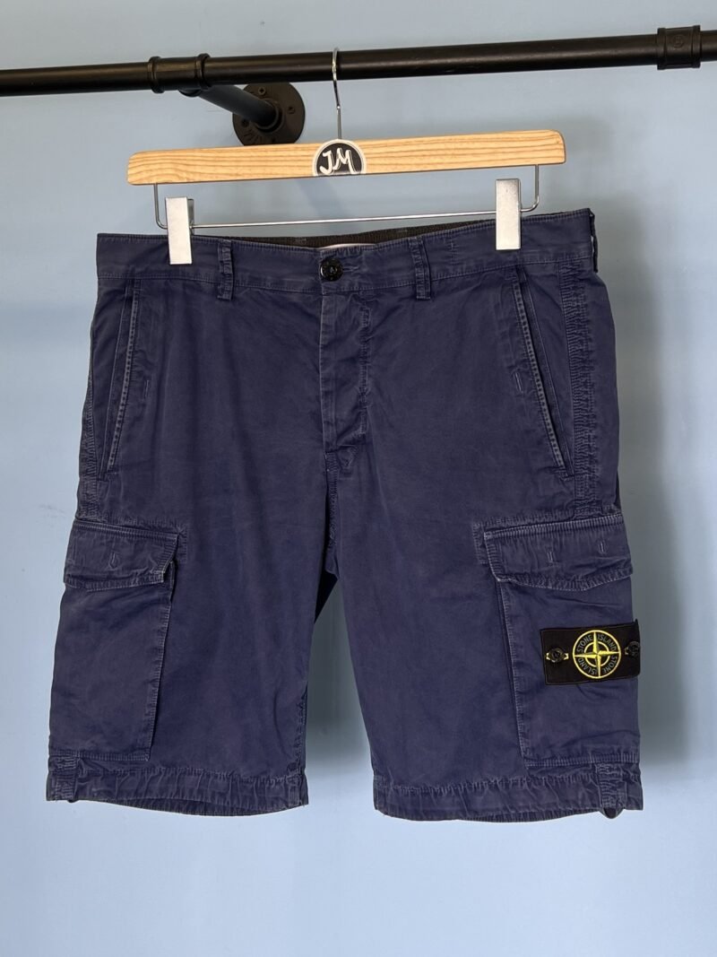 34W Stone Island Blue Slim Fit Old Dye Cargo Shorts