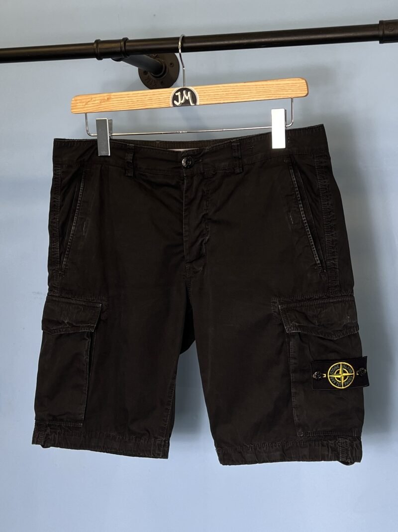 34W Stone Island Black Slim Fit Old Dye Cargo Shorts Medium Large