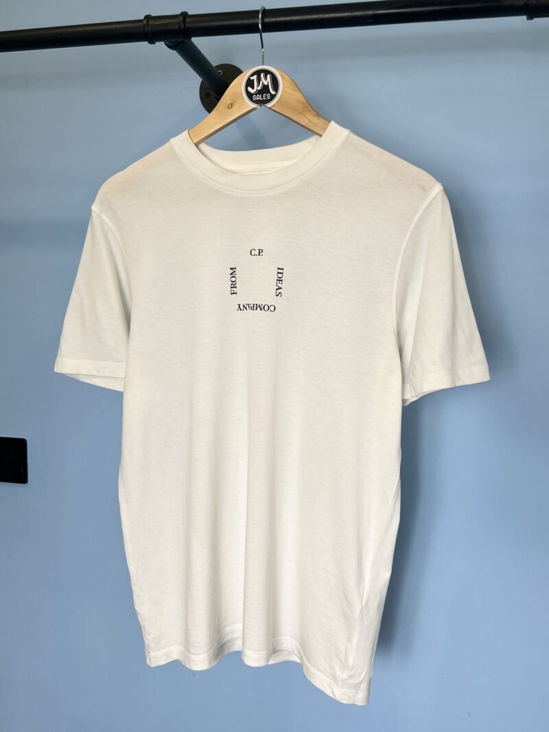 Small C.P. Company White ‘Ideas From’ Graphic Print T-Shirt