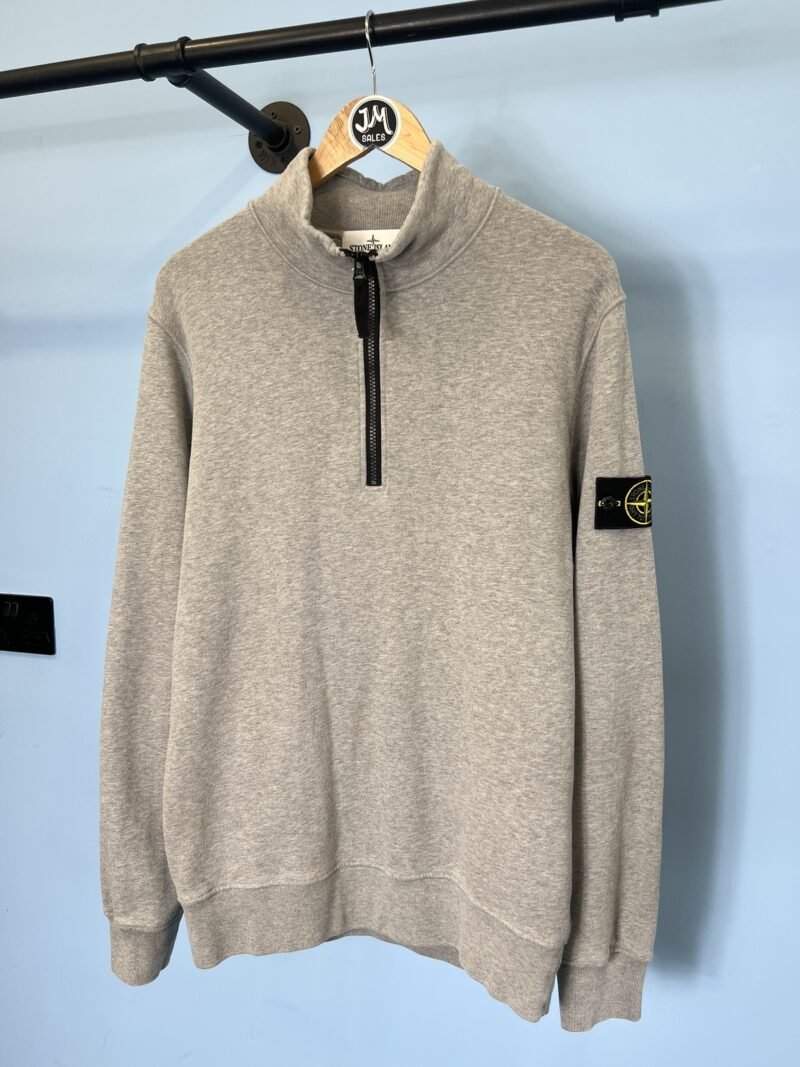 Large Stone Island Grey Quarter Zip Sweatshirt Jumper