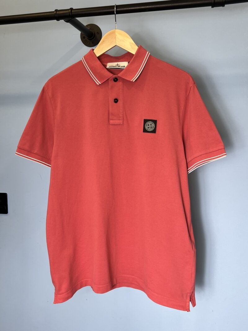 Large Stone Island Coral Pink Slim Fit Polo