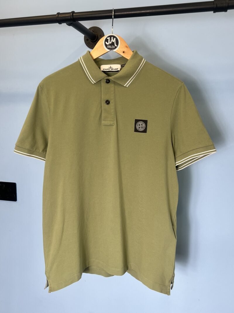 Medium Stone Island Light Green Slim Fit Polo Shirt