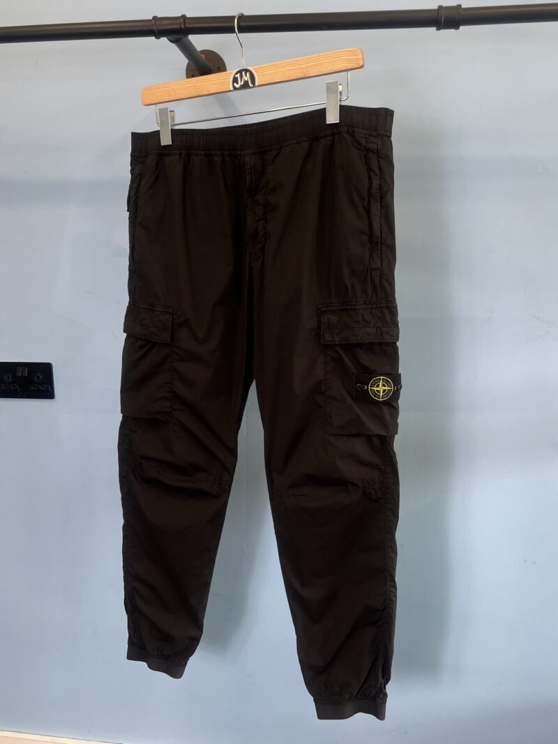 38W Stone Island Black Regular Tapered Fit Parachute Elasticated Cargos XXL