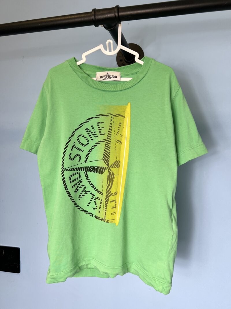 Age 6 Stone Island Junior Green Yellow Graphic Print T-Shirt