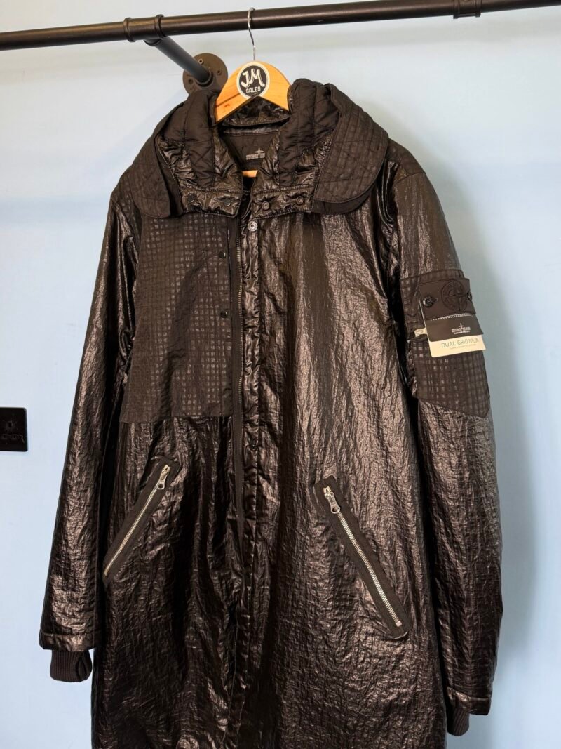 Alternative view of Large Stone Island Shadow Project Black Dual Grid Nylon Padded Parka Jacket