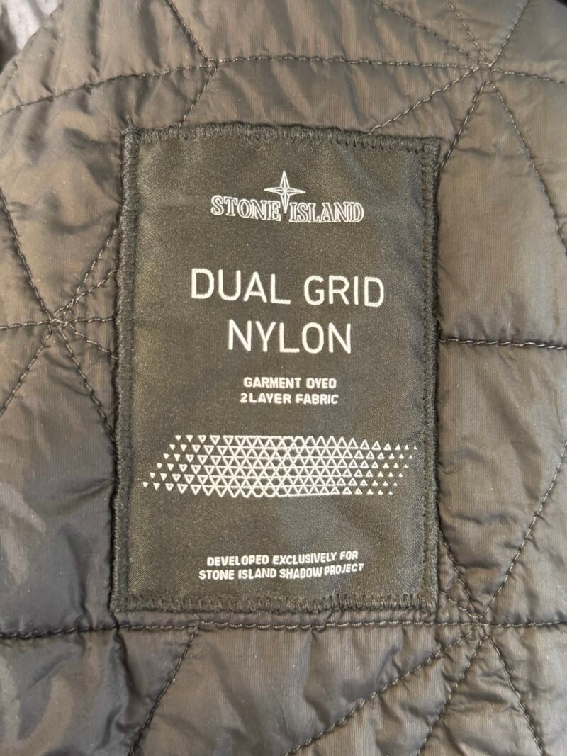 Large Stone Island Shadow Project Black Dual Grid Nylon Padded Parka Jacket - Image 6