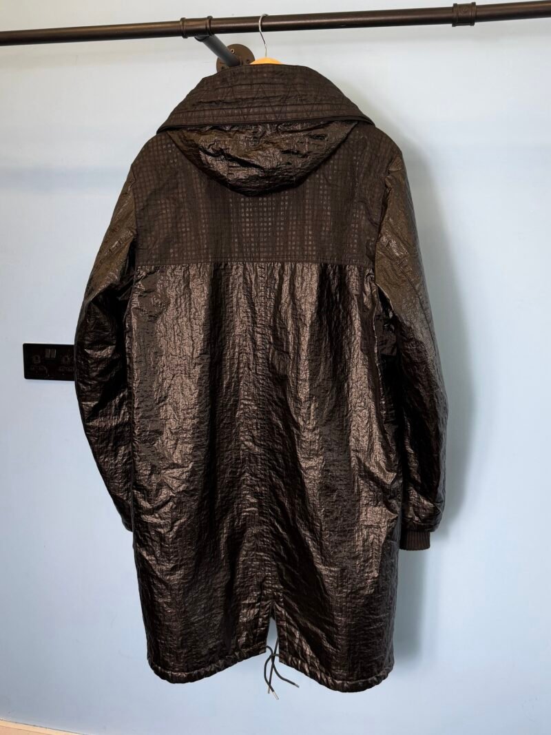 Large Stone Island Shadow Project Black Dual Grid Nylon Padded Parka Jacket - Image 5