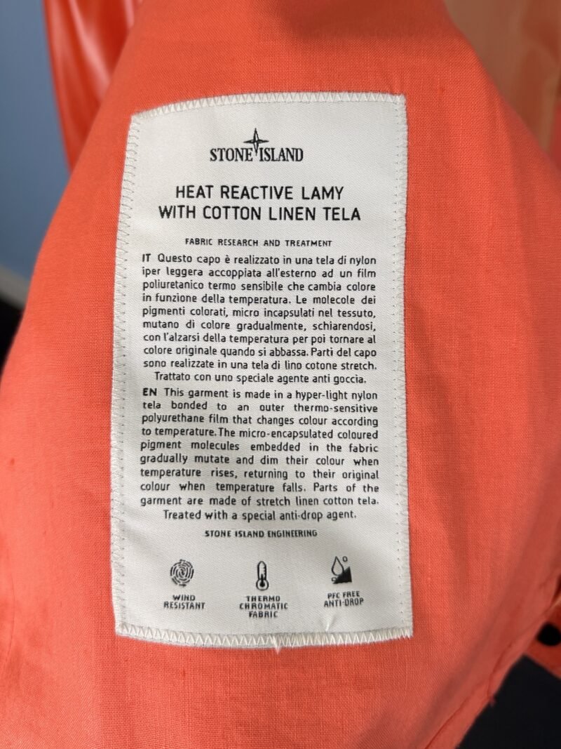 XXL Stone Island Orange Yellow Heat Reactive Lamy with Cotton Linen Tela Jacket - Image 7