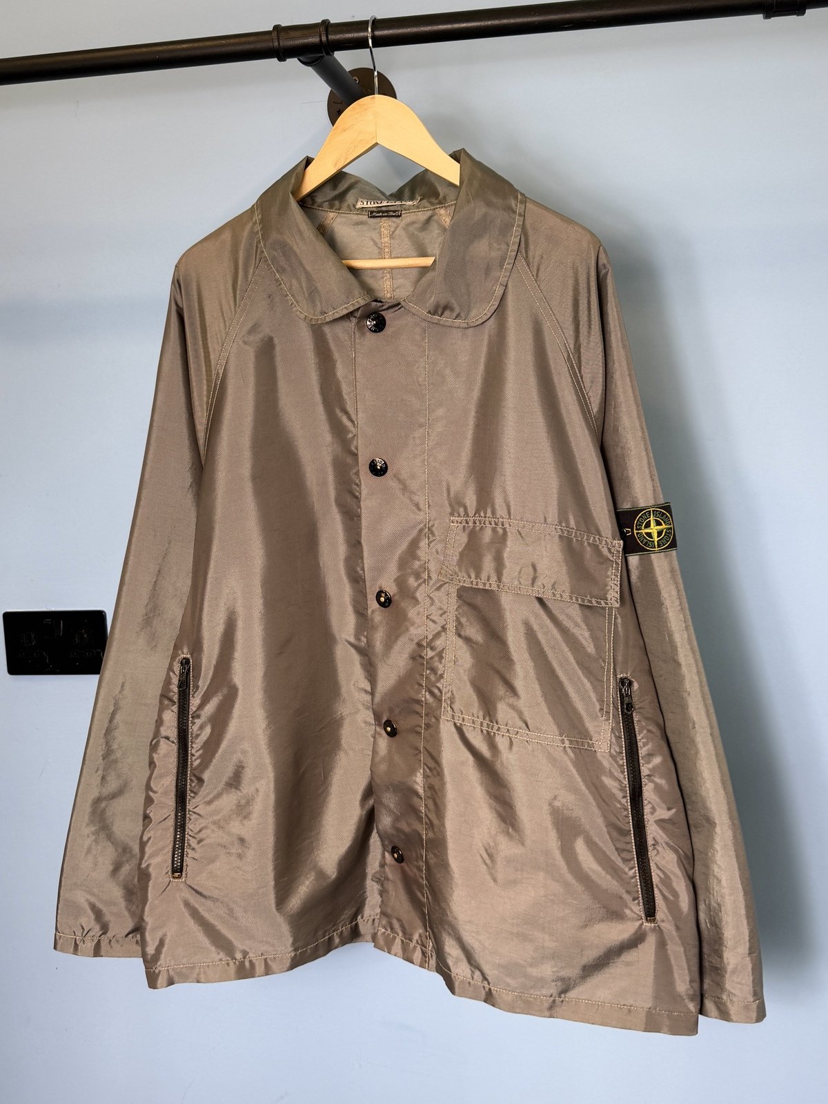 XL Stone Island 1996 Grey Silver Green Edge Badge Formula Steel Jacket