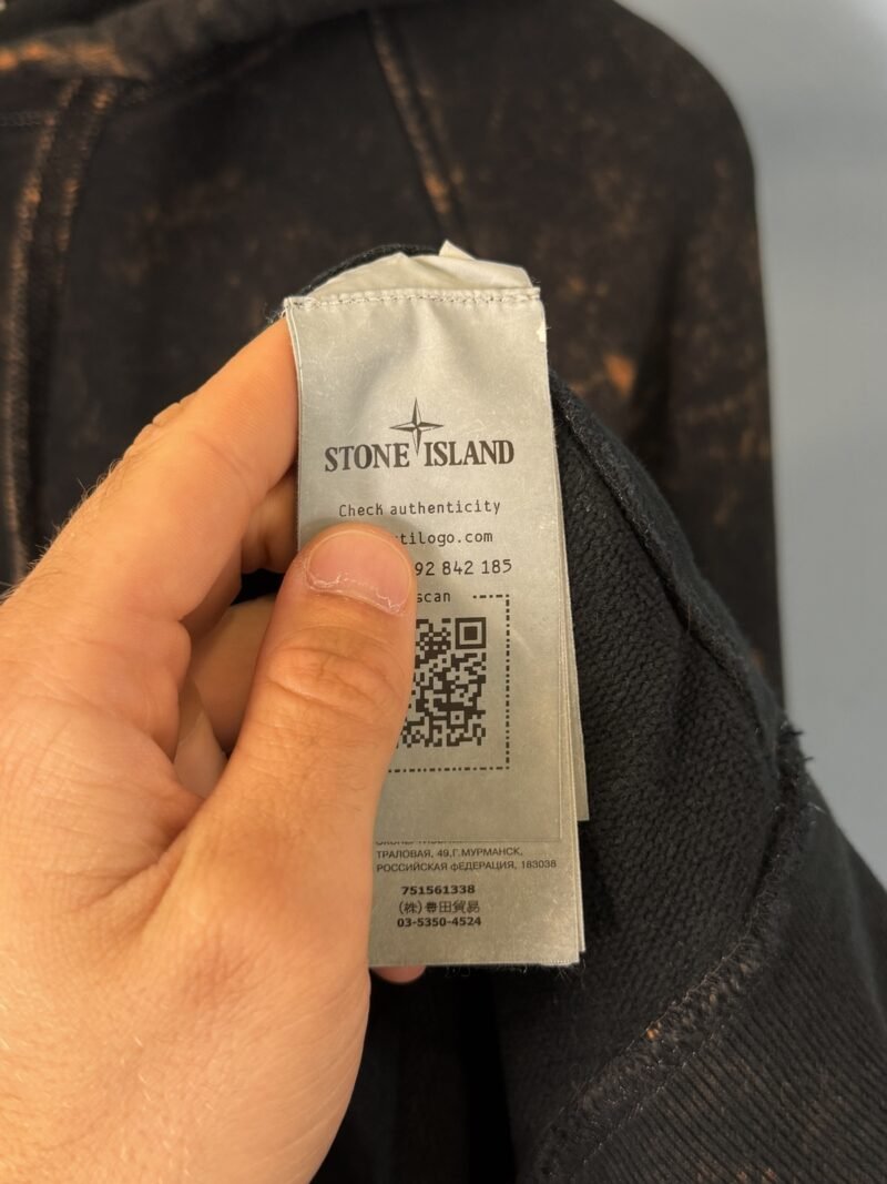 XL Stone Island Black Orange OVD Acid Wash Hoodie Jumper - Image 5