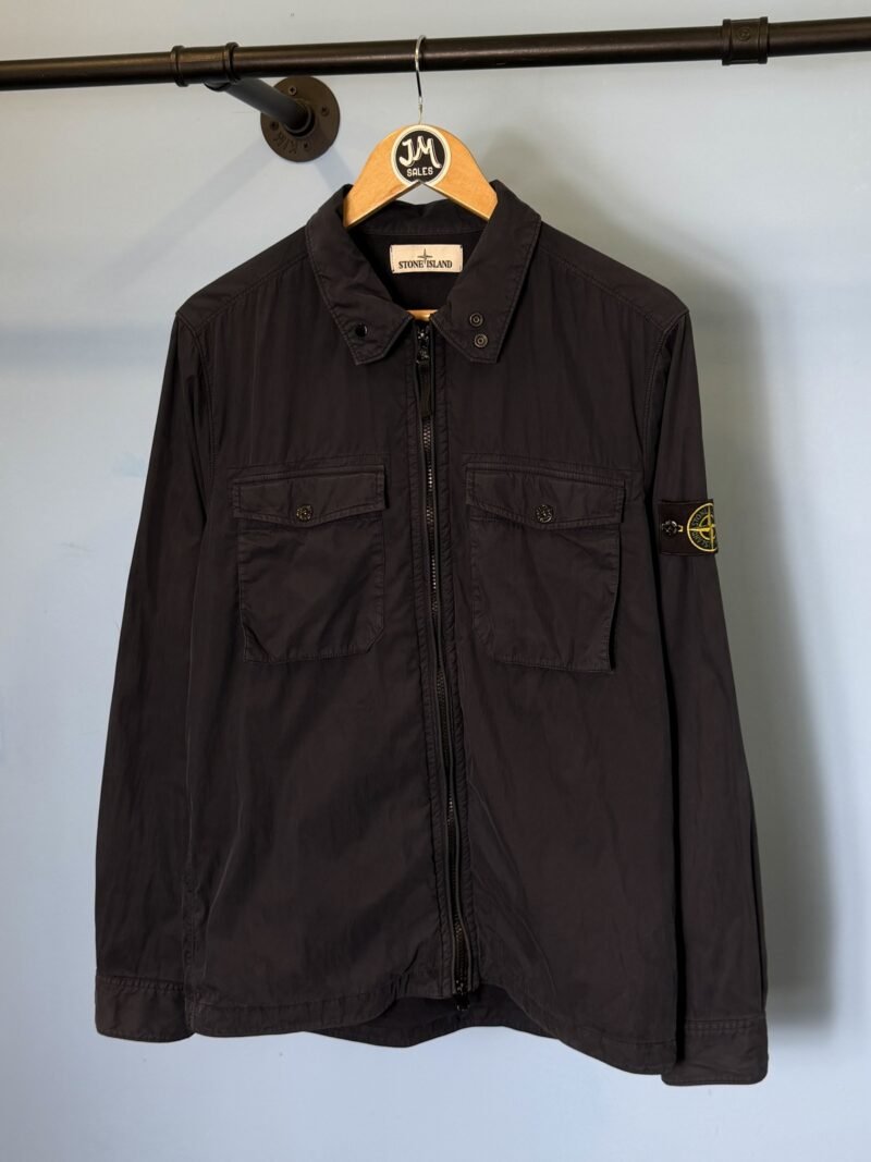 Medium Stone Island Navy Blue Cotton Moleskin Overshirt Jacket